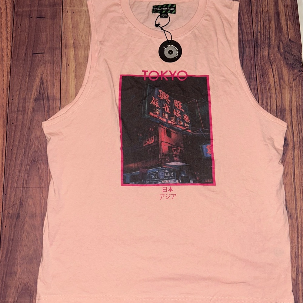 Urban Threads Pink Tokyo Graphic Tank Top